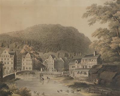 Zwei Ansichten, um 1820 - Meisterzeichnungen, Druckgraphik bis 1900, Aquarelle und Miniaturen