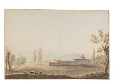 Pietro Giacomo Palmieri zugeschrieben/attributed (1737-1804) Landschaft mit Blick auf einen Gutshof, - Obrazy
