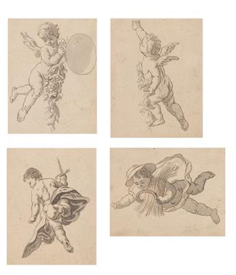 Georg Philipp Rugendas II zugeschrieben/attributed (1701-1774) Vier Studien: Fliegende Putti mit Attributen, - Obrazy