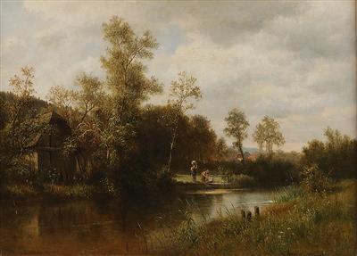 Ludwig Halauska zugeschrieben/attributed (1827-1882) Wäscherinnen am Flussufer, - Paintings