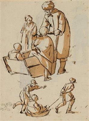 Holländische Schule, um 1650-1700) - Mistrovské kresby a grafiky do roku 1900, akvarely, miniatury