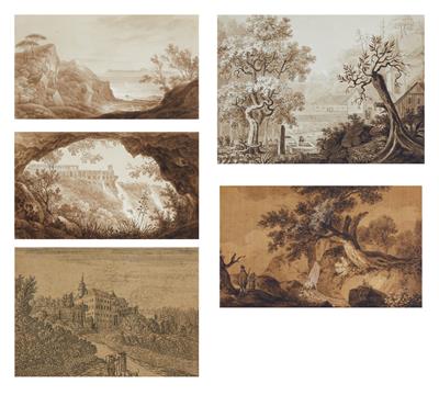 Konvolut Landschaften, 19. Jahrhundert - Meisterzeichnungen und Druckgraphik bis 1900, Aquarelle, Miniaturen