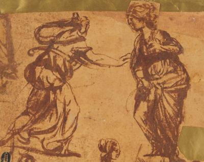Francesco Maffei zugeschrieben/attributed Studienblatt mit weiblichen Figuren (recto und verso), - Meisterzeichnungen, Druckgrafik bis 1900, Aquarelle und Miniaturen