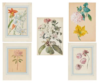 Konvolut Blumenaquarelle, "19. Jahrhundert - Disegni di maestri, stampe fino al 1900, acquerelli e miniature