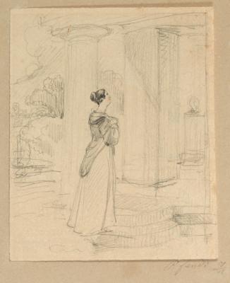 Peter Fendi zugeschrieben/attributed (1796-1842) Junge Frau auf den Stufen eines Tempels, - Paintings