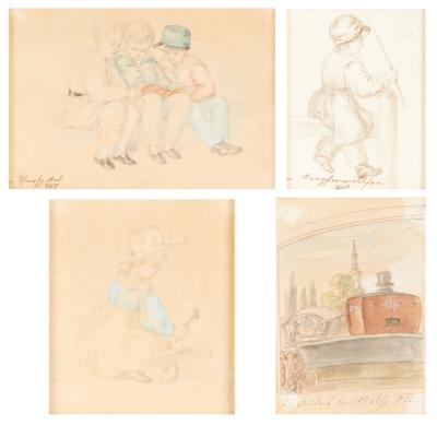 Josef Danhauser zugeschrieben/attributed - Master Drawings, Prints before 1900, Watercolours, Miniatures