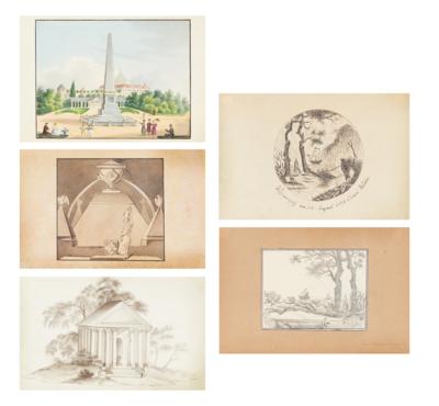 Konvolut Stammbuchblätter, 1. Hälfte 19. Jahrhundert - Mistrovské kresby, Tisky do roku 1900, Akvarely a miniatury