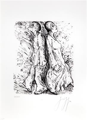 Günter Grass, Rücken an Rücken, Ed. 61/120 Originalunterschrift - 10. Benefiz Auktion für Delta Cultura Cabo Verde