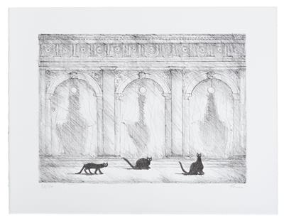 Paul FLORA, Drei Katzen in Venedig, 1999 - Benefizauktion Zeitgenössische Kunst zugunsten von SOS MITMENSCH