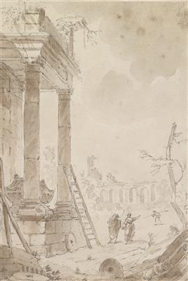 Circle of,Giovanni Paolo Pannini - Mistrovské kresby, Tisky do roku 1900, Akvarely a miniatury