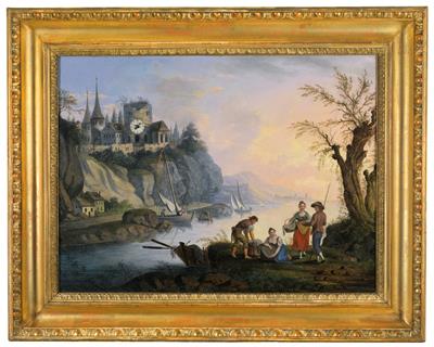 Biedermeier Bilderuhr - Ölgemälde und Aquarelle des 19. Jahrhunderts