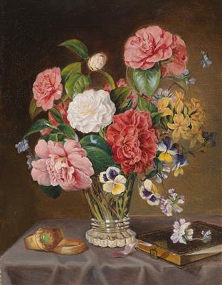 Österreichischer Blumenmaler um 1860 - Ölgemälde und Aquarelle des 19. Jahrhunderts