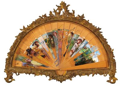 Painted fan - 19th Century Paintings