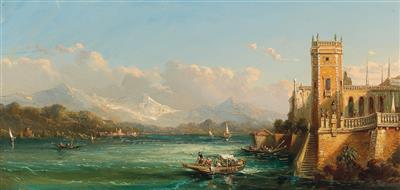 Johann Wilhelm Jankowsky zugeschrieben/attributed (1825-1870) Ankunft an der Isola Bella im Lago Maggiore, - Obrazy