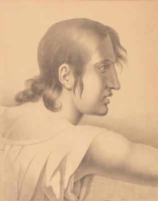 Anne Louis Girodet-Troison Umkreis/Circle (1767-1824) Studie eines Mannes mit ausgestrecktem Arm, - Bilder