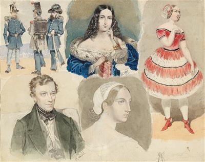 Austrian artist, mid 19th-century - Mistrovské kresby, Tisky do roku 1900, Akvarely a miniatury