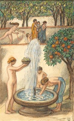 Ludwig von Hofmann * - Mistrovské kresby, Tisky do roku 1900, Akvarely a miniatury