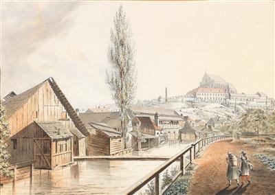 Austrian painter of vedutas, c. 1820 - Mistrovské kresby, Tisky do roku 1900, Akvarely a miniatury
