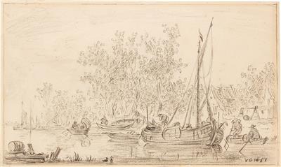 Jan van Goyen, Follower of the 18th century - Master Drawings, Prints before 1900, Watercolours, Miniatures