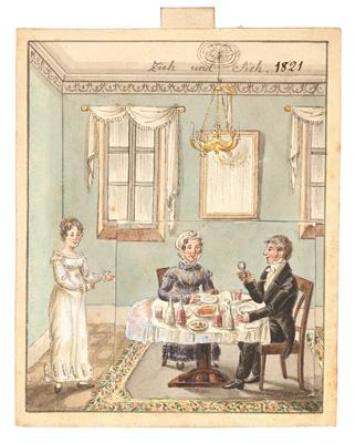 Visiting- or Greeting Card - Master Drawings, Prints before 1900, Watercolours, Miniatures