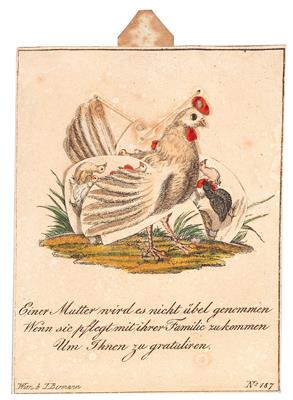 Visiting- or Greeting card - Master Drawings, Prints before 1900, Watercolours, Miniatures