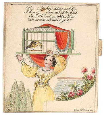 Besuchs bzw. Glückwunschkarte - Meisterzeichnungen und Druckgraphik bis 1900, Aquarelle, Miniaturen