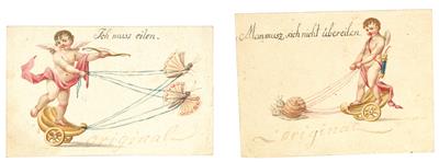 Entwürfe für Besuchskarton - Meisterzeichnungen und Druckgraphik bis 1900, Aquarelle, Miniaturen