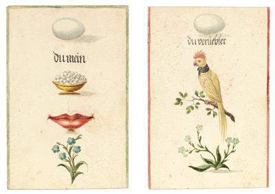 Entwürfe für Rebuskarten - Meisterzeichnungen und Druckgraphik bis 1900, Aquarelle, Miniaturen
