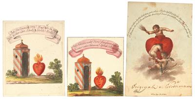 Friendship cards and designs - Mistrovské kresby, Tisky do roku 1900, Akvarely a miniatury
