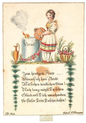 Greeting card - Mistrovské kresby, Tisky do roku 1900, Akvarely a miniatury