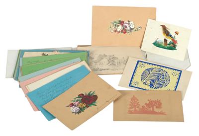Sammlung von Stammbuchblättern - Meisterzeichnungen und Druckgraphik bis 1900, Aquarelle, Miniaturen