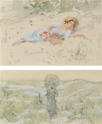 Hermann Kaulbach attributed to, - Mistrovské kresby, Tisky do roku 1900, Akvarely a miniatury