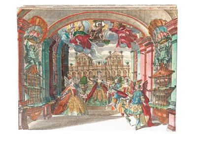 “Praesentation einer Opera mit in der Luft schwebenden Figuren” - Meisterzeichnungen und Druckgraphik bis 1900, Aquarelle, Miniaturen