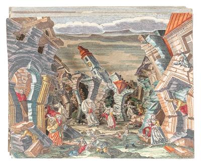 Präsentation eines Erdbebens (Presentation of an earthquake) - Mistrovské kresby, Tisky do roku 1900, Akvarely a miniatury