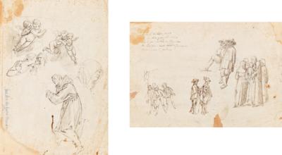 Cesare Sermei zugeschrieben/attributed (1581-1668) Skizzenblatt mit Figuren (recto), - Meisterzeichnungen und Druckgraphik bis 1900, Aquarelle, Miniaturen