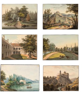 Konvolut Aquarelle - Meisterzeichnungen und Druckgraphik bis 1900, Aquarelle, Miniaturen