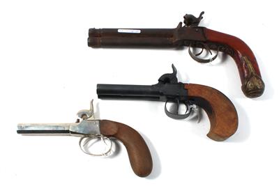 Konvolut 3 von Perkussions-Terzerolpistolen, - Antique Arms, Uniforms and Militaria