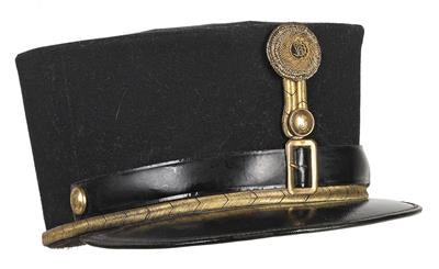 Schwarze steife Kappe für Offiziere des k. u. k. Sappeur-Bataillons Nr. 3, - Armi d'epoca, uniformi e militaria