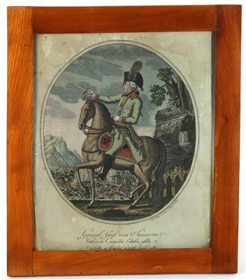 Kolorierter Stich General Graf von Suwarow, - Antique Arms, Uniforms and Militaria