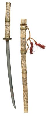 Wakizashi in Elfenbeinmontierung, - Historische Waffen, Uniformen, Militaria