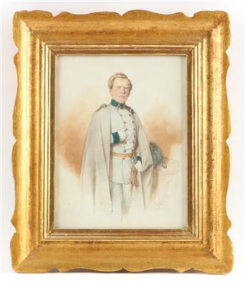 Josef Burda (Troppau 1827-?) 'Portrait eines Hauptmannes d. k. k. Infanterie um 1856', - Armi d'epoca, uniformi e militaria