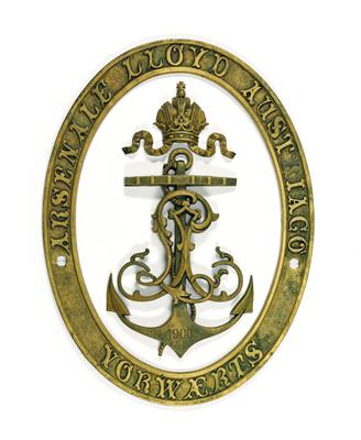 Schiffs-Emblem des 'LLOYD AUSTRIACO', - Historische Waffen, Uniformen & Militaria