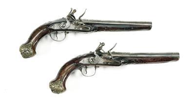 Steinschloss-Pistolenpaar, - Historische Waffen, Uniformen & Militaria