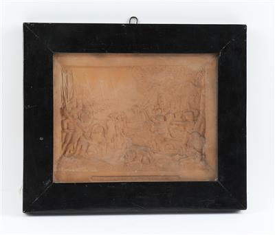 Terracotta-Relief, darstellend den Tod des Arnold de Winkelried - Historische Waffen, Uniformen & Militaria