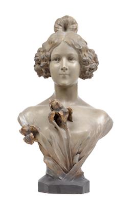 Affortunato Gory, Bust of a girl with iris, - Jugendstil e arte applicata del XX secolo