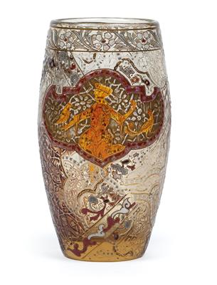 An etched and enameled glass vase by Gallé, - Jugendstil e arte applicata del XX secolo