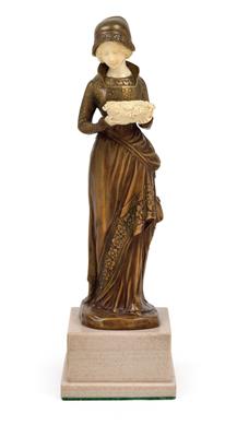 Canet, A girl with a flower basket, - Jugendstil and 20th Century Arts and Crafts