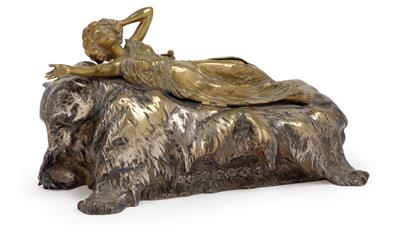 Carl Kauba (1865–1922), An erotic lady on a bearskin, - Jugendstil e arte applicata del XX secolo