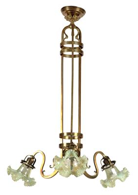 A Bohemian three-light chandelier, - Jugendstil e arte applicata del XX secolo