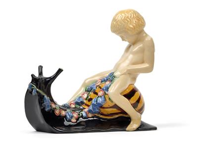 Michael Powolny, A figure astride a snail, - Jugendstil and 20th Century Arts and Crafts
